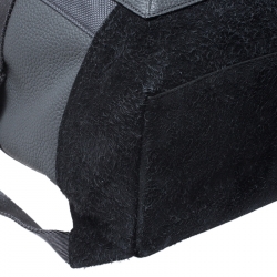 Pre Owned Coach Grey Leather, Nylon and Suede Manhattan Backpack