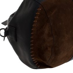 Pre Owned Coach Black/Brown Leather and Nubuck Rip And Repair Metropolitan Soft Gym Bag 
