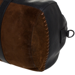 Pre Owned Coach Black/Brown Leather and Nubuck Rip And Repair Metropolitan Soft Gym Bag 