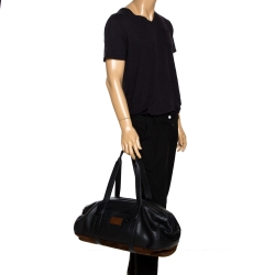 Pre Owned Coach Black/Brown Leather and Nubuck Rip And Repair Metropolitan Soft Gym Bag 