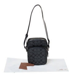 Coach Charcoal Signature Coated Canvas and Leather Messenger Bag 