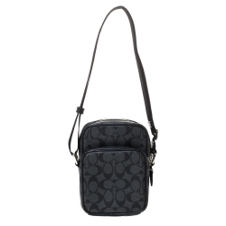 Coach Charcoal Signature Coated Canvas and Leather Messenger Bag 