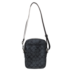 Coach Charcoal Signature Coated Canvas and Leather Messenger Bag 