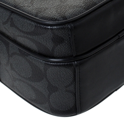 Coach Charcoal Signature Coated Canvas and Leather Messenger Bag 