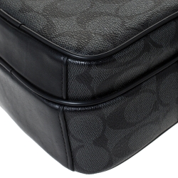 Coach Charcoal Signature Coated Canvas and Leather Messenger Bag 
