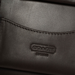 Coach Dark Brown Signature Embossed Leather Double Zip Clutch