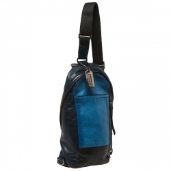 Coach Black/Blue Leather Camden Convertible Sling Backpack