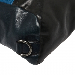 Coach Black/Blue Leather Camden Convertible Sling Backpack