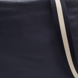 Coach Navy Blue Leather Charles Flap Messenger Bag