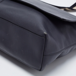 Coach Navy Blue Leather Charles Flap Messenger Bag