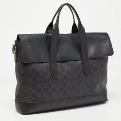 Coach Black Signature Coated Canvas and Leather Hamilton Portfolio Briefcase 