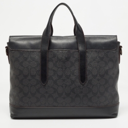 Coach Black Signature Coated Canvas and Leather Hamilton Portfolio Briefcase 