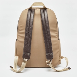 Coach Beige/Brown Leather and Nylon Backpack