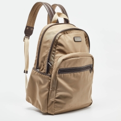 Coach Beige/Brown Leather and Nylon Backpack