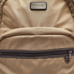 Coach Beige/Brown Leather and Nylon Backpack