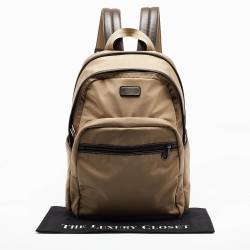 Coach Beige/Brown Leather and Nylon Backpack