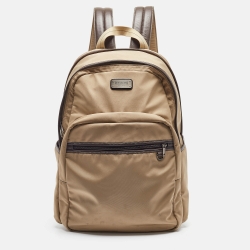 Coach Beige/Brown Leather and Nylon Backpack
