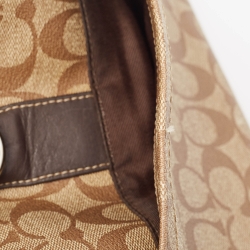 Coach Brown Signature Coated Canvas Heritage Stripe Duffle Bag