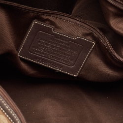Coach Brown Signature Coated Canvas Heritage Stripe Duffle Bag