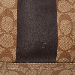 Coach Brown Signature Coated Canvas Heritage Stripe Duffle Bag