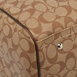 Coach Brown Signature Coated Canvas Heritage Stripe Duffle Bag
