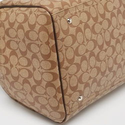 Coach Brown Signature Coated Canvas Heritage Stripe Duffle Bag