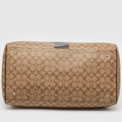Coach Brown Signature Coated Canvas Heritage Stripe Duffle Bag