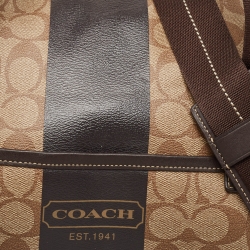 Coach Brown Signature Coated Canvas Heritage Stripe Duffle Bag