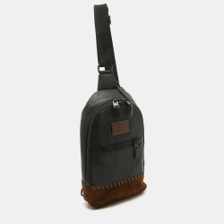 Coach Black/Brown Leather and Suede Sling Bag