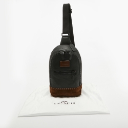 Coach Black/Brown Leather and Suede Sling Bag
