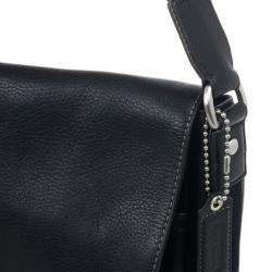 Coach Black Heritage Web Leather Messenger