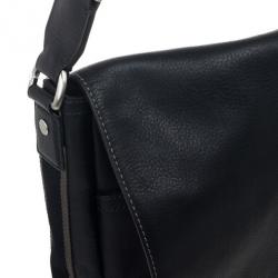 Coach Black Heritage Web Leather Messenger