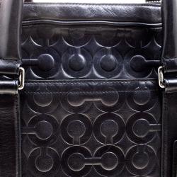 Coach Black Monogram Leather Slim Laptop Bag