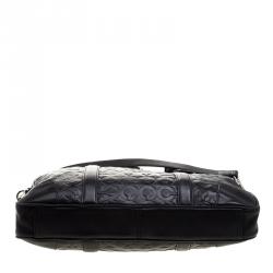 Coach Black Monogram Leather Slim Laptop Bag