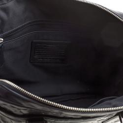 Coach Black Monogram Leather Slim Laptop Bag