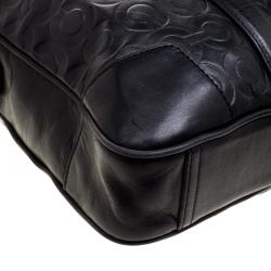 Coach Black Monogram Leather Slim Laptop Bag