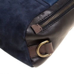 Coach Black/Blue Leather and Suede Thompson Sling Backpack