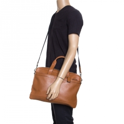 Coach Brown Leather Single Zip Top Briefcase