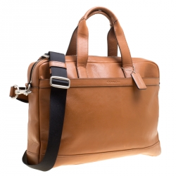 Coach Brown Leather Single Zip Top Briefcase