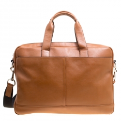 Coach Brown Leather Single Zip Top Briefcase