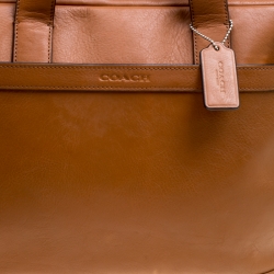 Coach Brown Leather Single Zip Top Briefcase