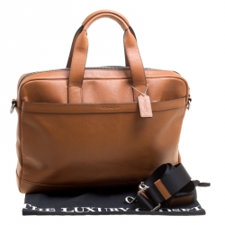 Coach Brown Leather Single Zip Top Briefcase