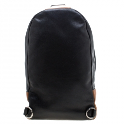 Coach Black/Brown Leather Campus Sling Backpack 