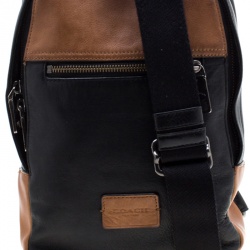 Coach Black/Brown Leather Campus Sling Backpack 