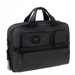 Pre Owned Tumi Grey/Black Fabric Expandable Laptop Briefcase