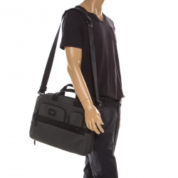 Pre Owned Tumi Grey/Black Fabric Expandable Laptop Briefcase