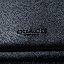 Coach Dark Brown Signature Embossed Leather Double Zip Travel Organizer