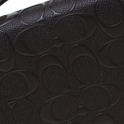 Coach Dark Brown Signature Embossed Leather Double Zip Travel Organizer