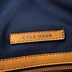 Pre Owned Cole Haan Light Brown Leather Laptop Briefcase Bag