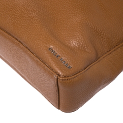Pre Owned Cole Haan Light Brown Leather Laptop Briefcase Bag